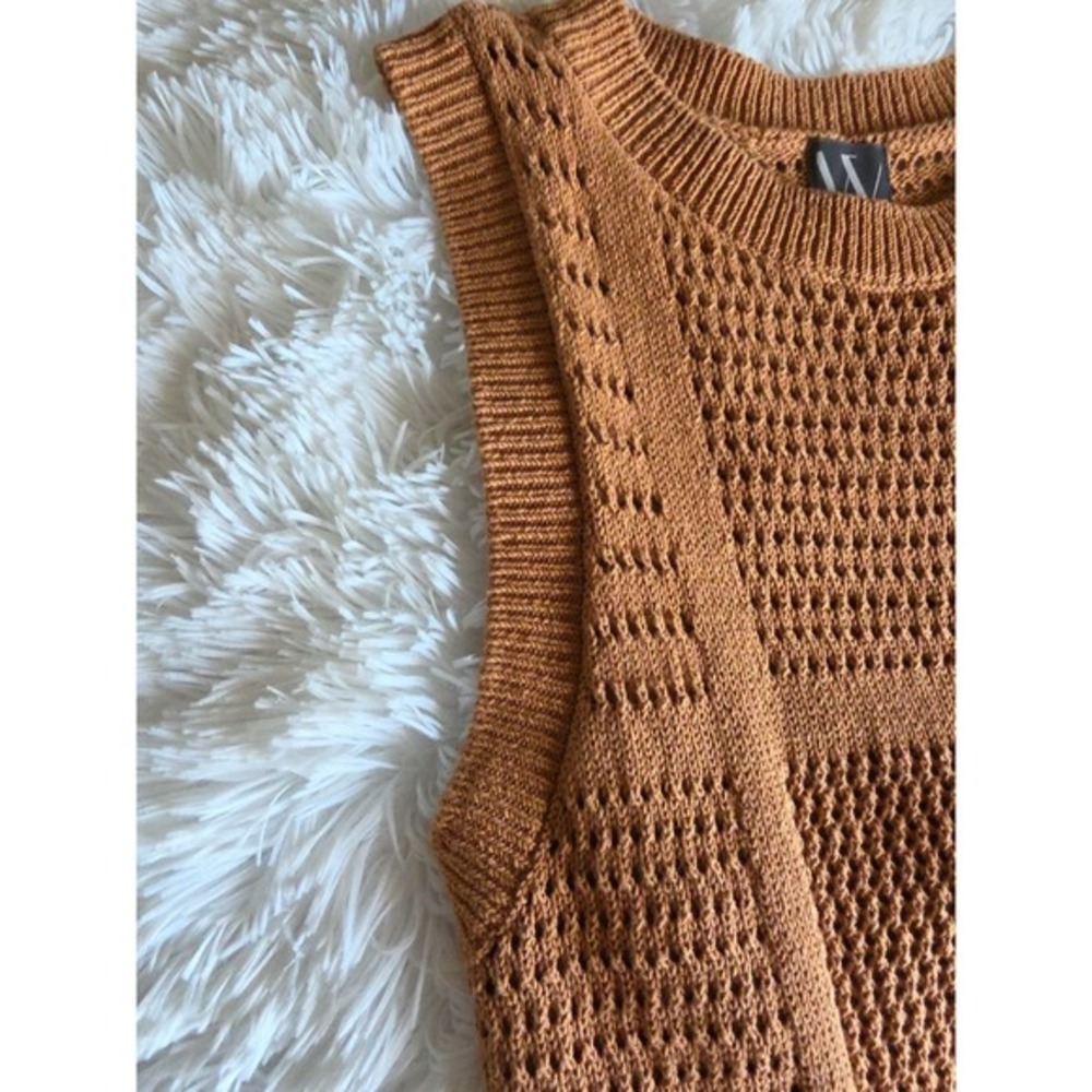 Worthington Women's Crocheted/ Sweater Brown Knitted Sleeveless Dress- S - Picture 7 of 10